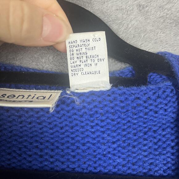 Essential Elements Cardigan Sweater Womens Large Blue Christmas Ugly Beaded - Picture 8 of 8